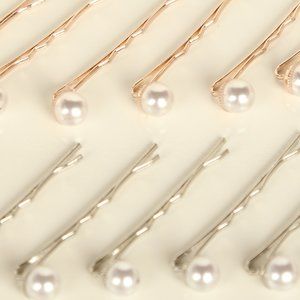 2 Pair of Pearl hair Pins, in Silver and Rose Gold